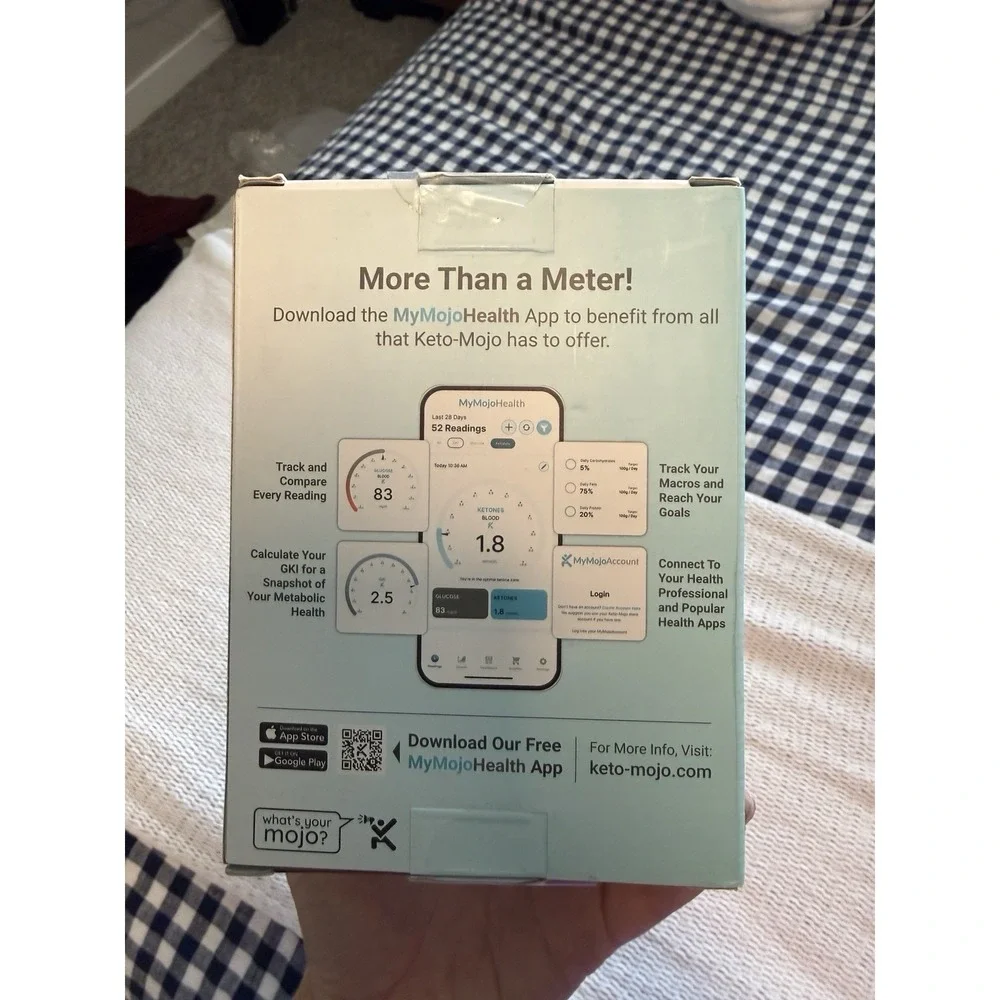 NIB KETO-MOJO GK+ Bluetooth Glucose & Ketone Testing Kit Dual Monitoring System
